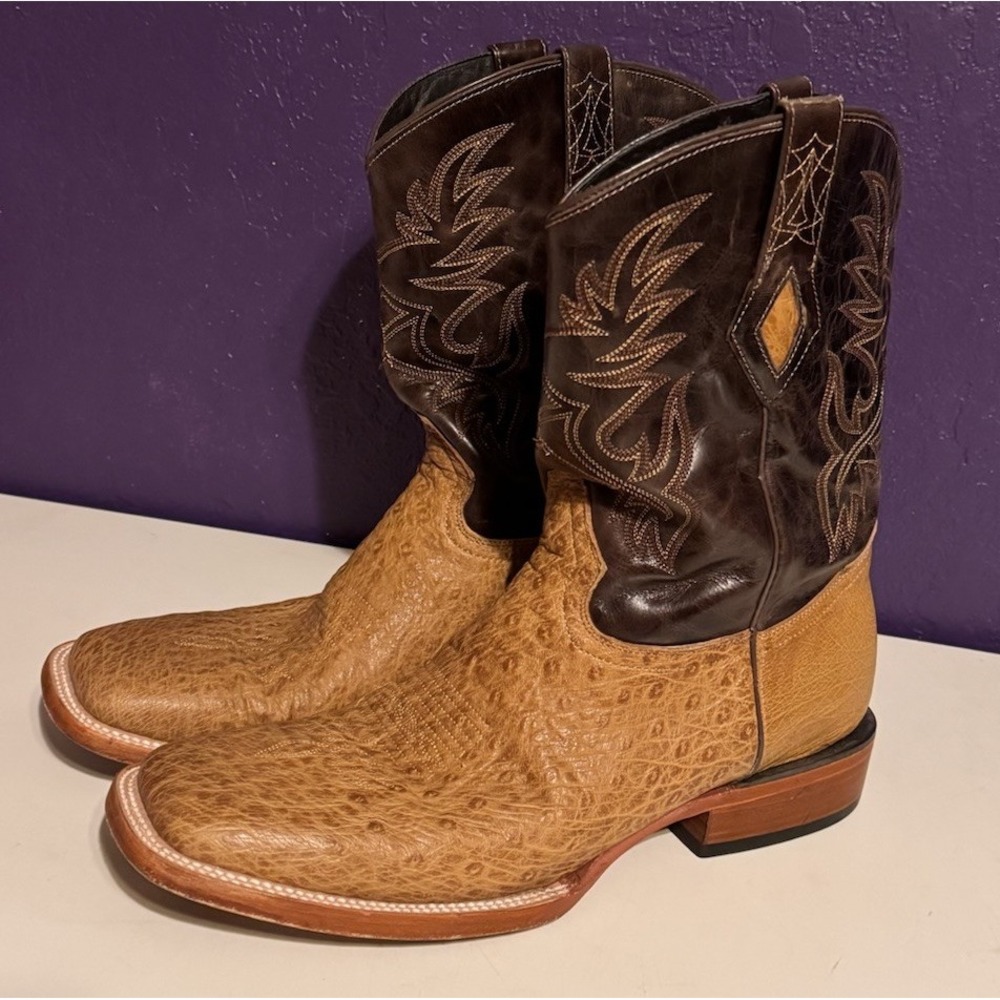 JB Dillon Ostrich Boots Square Toe Men's 11 D Western Cowboy Excellent